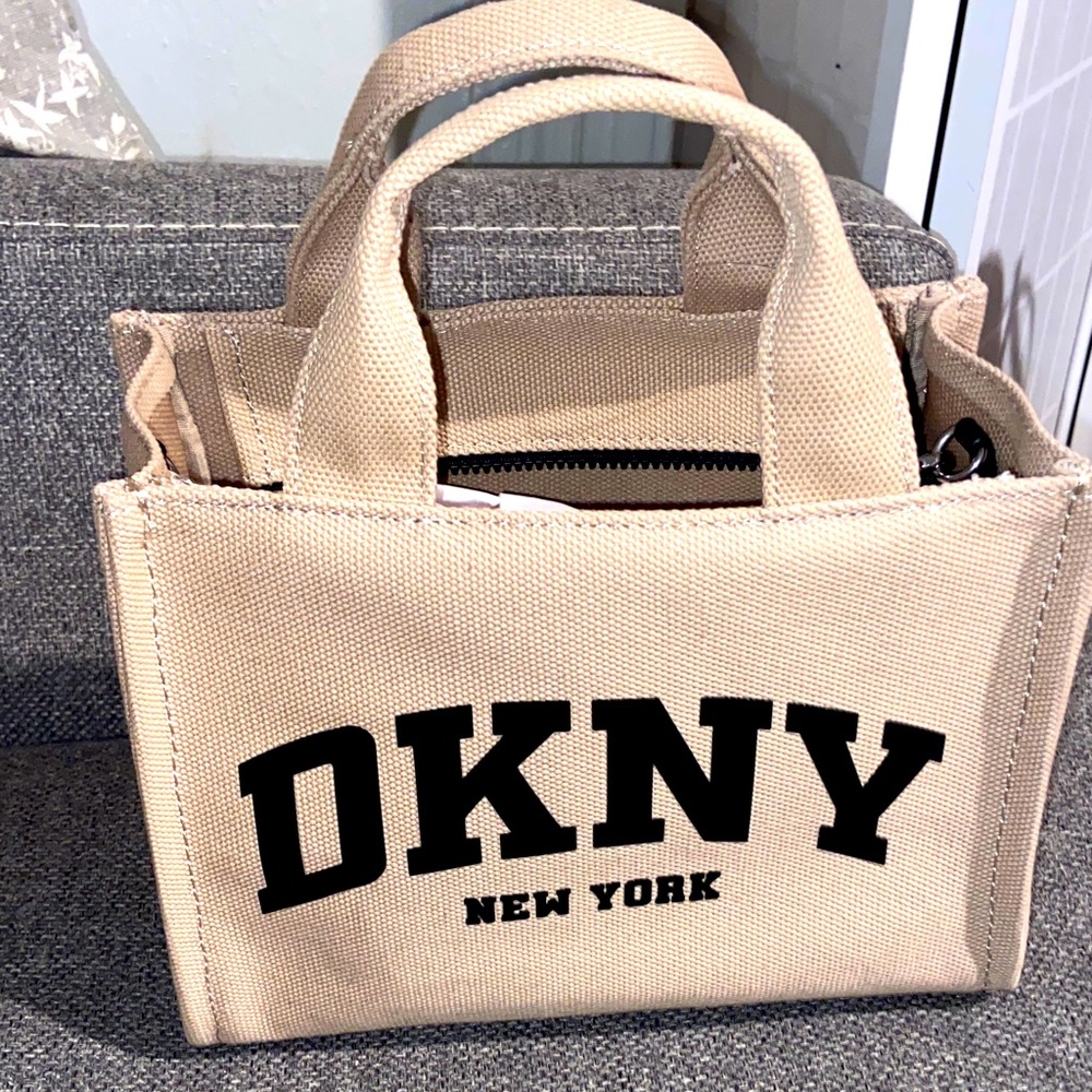 DKNY Tan Canvas Mini Tote